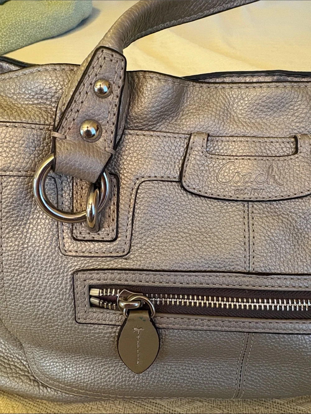Coach Gray Leather Hand Bag Purse